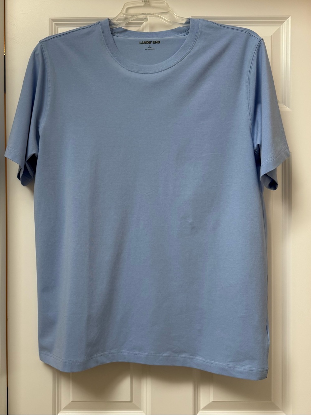 Lands' End Men's Crewneck Short-Sleeve T-Shirt in a light/soft blue color size L